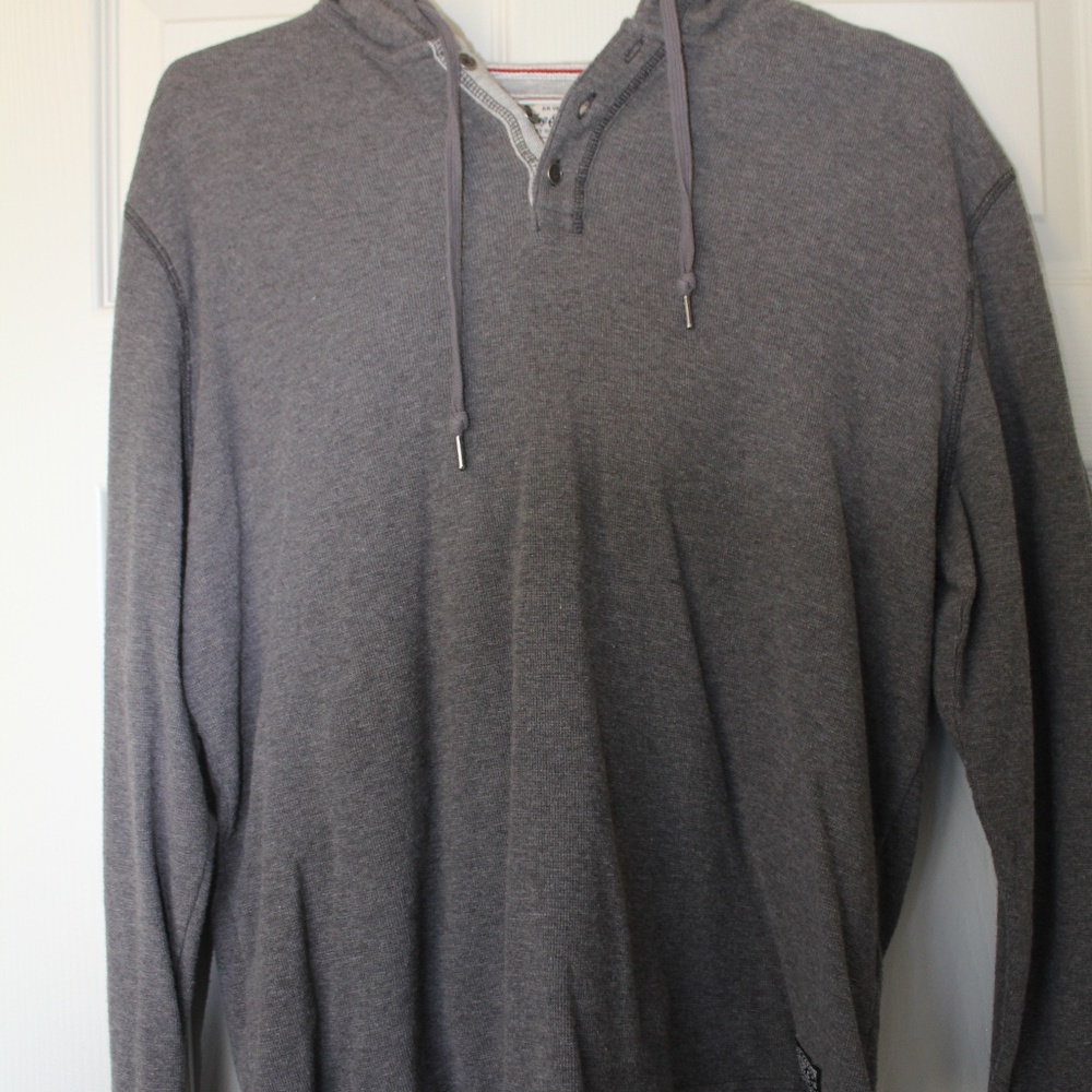 Flag and Anthem, Grey hooded long sleeved shirt, Large